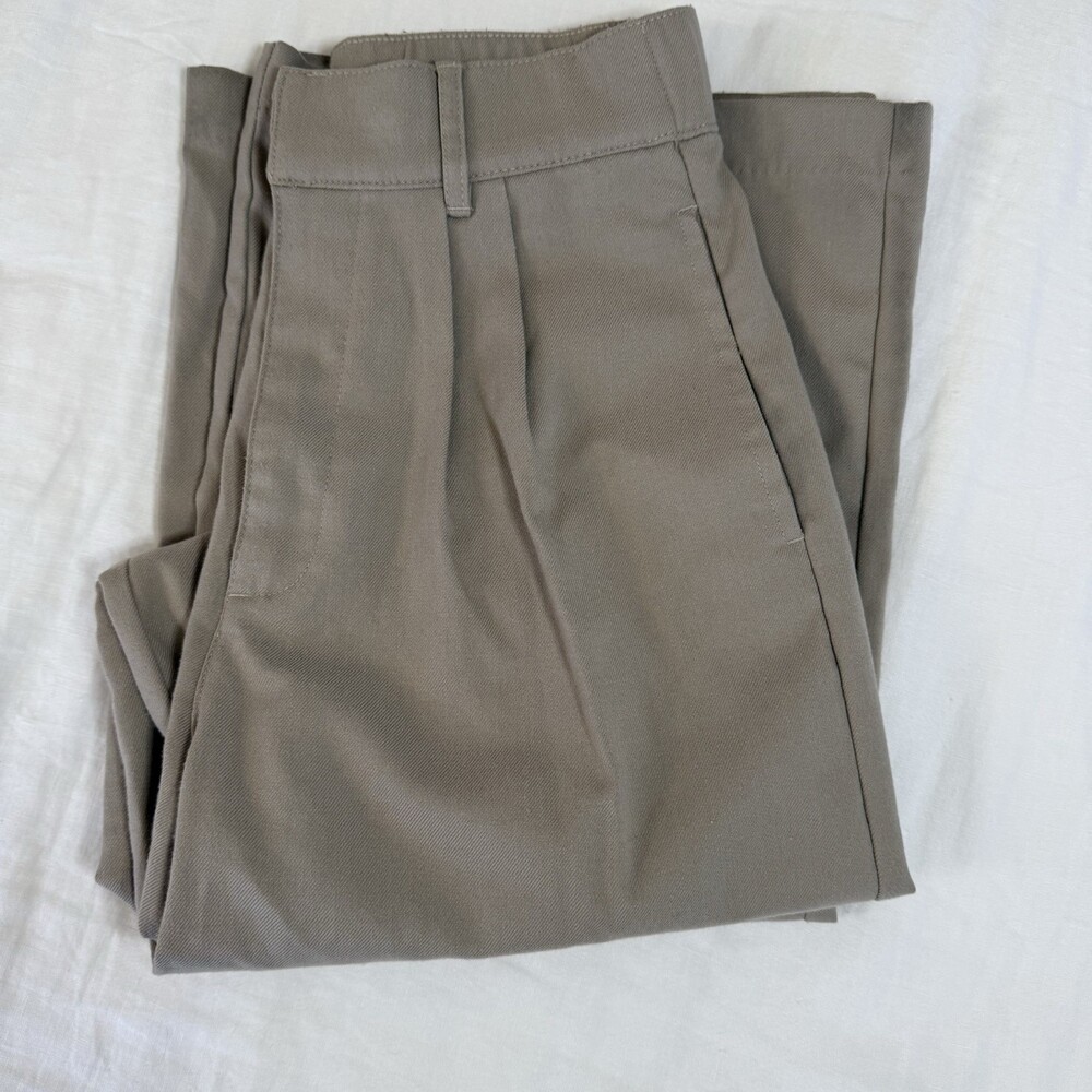 Abercrombie Pleated Wide‑Leg Stretch Waist Pants – Khaki – XS - Picture 7 of 9